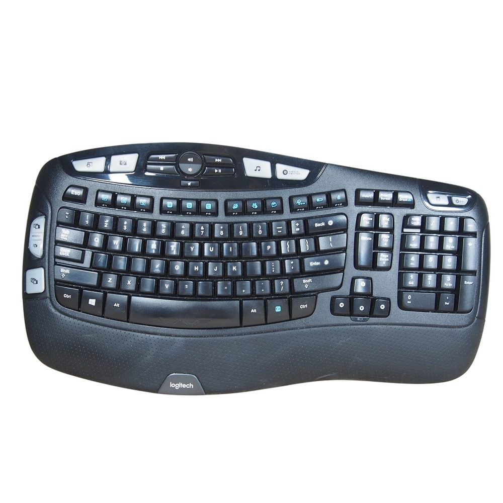 Logitech K350 Wave Keyboard Y-R0053 820-002546 Ergonomic‎ No USB Dongle, Tested